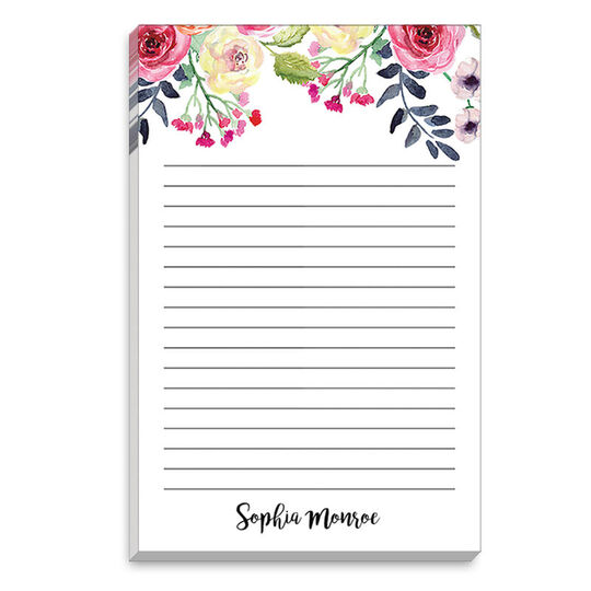 White Watercolor Top Roses Notepad